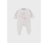 Pyjama bébé en velours brodé chat beige 1M(54CM)