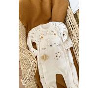 Pyjama bébé en velours ouverture pont bisous ecru 1M(54CM)