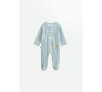 Pyjama Bébé En Velours Ouverture Pont Elio Bleu 1M(54CM)