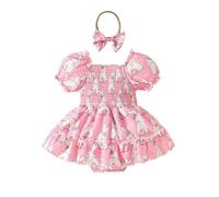 Pyjama Bebe ete Body Bebe 0-3 Mois Ensemble Barboteuse à Manches Courtes pour Nouveau-né avec imprimé Carotte de Pâques et Bandeaux