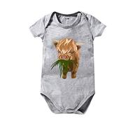 Pyjama Bebe ete Body Bebe 0-3 Mois Été Couleur Unie Dessin animé Impression de tête de Taureau à Manches Courtes t-Shirt garçons et Filles Ramper vêtements 0 à 24 Mois Enfants
