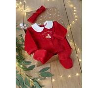Pyjama bébé fille + bandeau coffret cadeau Noël rouge 3M(60CM)