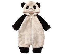 Pyjama Bebe Flanelle Grenouillère Bébé Hiver Zippée à Manches Longues avec Oreilles d'ours Hiver Barboteuse en Peluche De Couleur Unie avec Poches Enfant Filles Costume