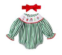 Pyjama Bebe Grenouillere Bebe Ensemble Barboteuse et Bandeaux pour Nouveau-né à Manches Longues et Motif Dessin animé de Noël