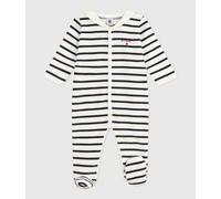 Pyjama bébé mixte en velours imprimé à rayures Petit Bateau - blanc - Taille 6 mois 6M blanc/bleu