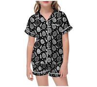 Pyjama Bébé Pâques Coloriage Main Tenue Maison Colorée Nuit Ludique Quotidien Vêtements Enfant Fille Garçon Deux Pièces Corsage(Black, 12-13 Years)