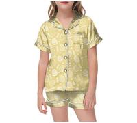Pyjama Bébé Pâques Coloriage Main Tenue Maison Colorée Nuit Ludique Quotidien Vêtements Enfant Fille Garçon Deux Pièces Corsage(Yellow, 4-5 Years)