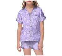 Pyjama Bébé Pâques Coloriage Main Tenue Maison Colorée Nuit Ludique Quotidien Vêtements Enfant Fille Garçon Deux Pièces Corsage(Purple, 2-3 Years)