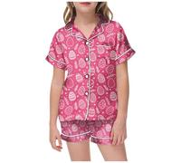 Pyjama Bébé Pâques Coloriage Main Tenue Maison Colorée Nuit Ludique Quotidien Vêtements Enfant Fille Garçon Deux Pièces Corsage(6-7 Years)