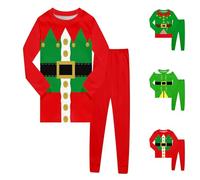 Pyjama Bebe Pere Noel Cosplay Drôles, Ensembles de Pyjama Bebe Haut Pantalon Confortable, Pyjamas garçon 2 pièces Dessin animé Impression, Vêtements de Nuit Automne Hiver, 2-9 (#3-Green, 2-3 Years)