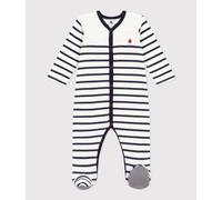 Pyjama bébé rayé en velours Petit Bateau - blanc - Taille 12 mois 12M blanc/bleu