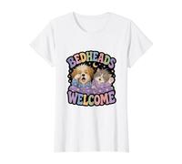 Pyjama Bedheads Welcome pour Chiot et Chaton pour l'heure du Coucher T-Shirt Graphique avec Valeur, Femme, Blanc, M