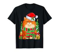 Pyjama Chat Persan et Bonnet de Père Noël Joyeux Noël pour Enfants T-Shirt