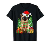 Pyjama Chat Siamois et Bonnet de Père Noël Joyeux Noël pour Enfants T-Shirt