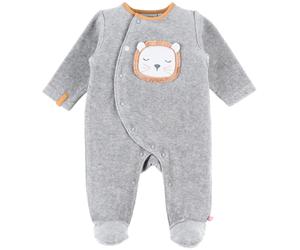 Pyjama chaud Babou & Kendi en velours gris (6 mois)