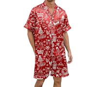 Pyjama chaud en coton d'hiver décontracté, confortable et élégant pour homme à Noël, combinaison d'eau Fde, S-rouge, XXL