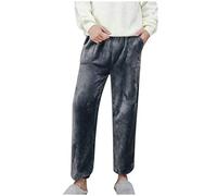 Pyjama chaud en flanelle pelucheuse de couleur unie pour homme et femme - Pantalon de travail décontracté - Petite taille, gris, M