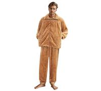 Pyjama Chaud Homme Hiver - Les Et en Peluche pour Peuvent Être en Hiver avec Un Ensemble de Poches Chaudes (Yellow XL)