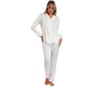 Pyjama chemise et pantalon femme Admas Plumas Marabu Luxe Blanc S
