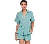 Pyjama chemise manches courtes et short femme Selmark P119 Turquoise 2XL