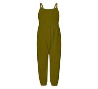 Pyjama Combinaison Enfant 3 Ans - Combinaison 1 pièce Dos Nu pour bébé et Fille Barboteuse sans Manches à Bretelles Tenues d'été avec Poches (Army Green 2-3years)