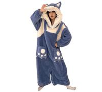 Pyjama Combinaison Femme, Costume d'halloween Femme, Pyjama Animal Une Pièce, Pyjama d'hiver en Flanelle, Doux Et Chaud, Idéal Costume De Carnaval (L)