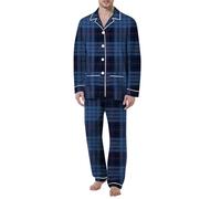Pyjama Coton Homme - Pyjama Homme Ensemble sous-vêtements thermiques USB en coton pour hommes 9 résistantes froid sous-vêtements charge et chauffage intelligents pour Couple hiver (Blue XXXL)