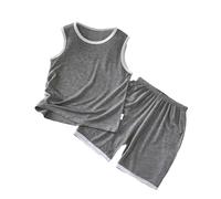 Pyjama Court 2 pièces pour Enfants Ensemble Deux Manches Longues Pajama Courtes Enfant Imprimé Pyjamas Vêtements Casual en Coton Doux Vêtement Petite Fille té