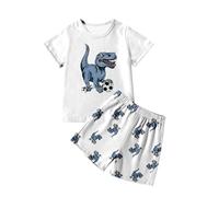 Pyjama Court 2 pièces pour Enfants T-Shirt et Short Tops Col Rond+Shorts Imprimé vêtements d'été Manches Courtes en Coton Fille Mignonne Bambin 1-5 Ans