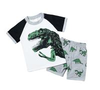 Pyjama Court 2 pièces pour Enfants T Shirt Tops et Pjs Shorts Manches Courtes avec Haut Short vêtements d'été Unisexe Confortable Doux en Coton Bambin 1-5 Ans