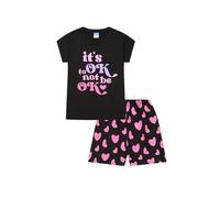 Pyjama court en coton pour fille It's OK Not To Be OK, Noir , 12-13 ans