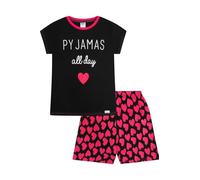Pyjama court en coton pour fille Motif cœur Rose Noir, Noir , 12-13 Years