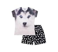 Pyjama court en coton pour filles et garçons Motif husky, blanc, 10-11 ans