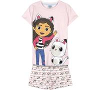 Pyjama court Gabby's Dollhouse - Rose et blanc - Taille 5 ans - Pyjama garçon - 100% coton 145gsm - Imprimé Gabby et culotte à pattes - Produit Original Fabriqué en Espagne