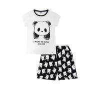 Pyjama court pour enfants « I want to Sleep All Day » Panda noir et blanc, blanc, 11-12 ans