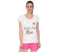 Pyjama court pour femme World's Best Mum Tailles 36 à 50, blanc, 14-16
