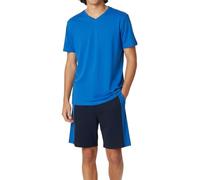 Pyjama court pour garçon, jersey simple doux en 100 % coton et pantalon en forme de bermuda, Bleu marine, 152