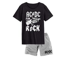 Pyjama court pour homme AC/DC Noir Gris, L