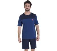 Pyjama court rayures homme L'Escale Athena bleu en coton L