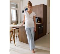 Pyjama cœurs grossesse et allaitement personnalisable bleu ciel 44