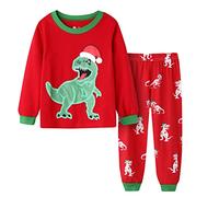 Pyjama de Dessin animé de Noël pour Enfants Manches Longues Correspondant Ensemble Pyjamas Vacances Tout Petits garçons Filles Enfants Xmas Jammies Courts Et Haut 2 Pièce sans (Red-a, 4-5 Years)