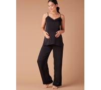 Pyjama de grossesse fluide effet satiné noir 48