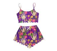 Pyjama de grossesse sans manches débardeur et short pour femme, vêtements d'intérieur décontractés, imprimé Halloween, vêtements confortables pour tous les jours, chemises thermiques à manches longues