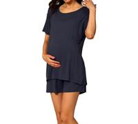 Pyjama de maternité pour femme - Pyjama de maternité - Vêtements de nuit pour allaitement - Hauts d'allaitement - Vêtements de nuit pour femmes enceintes, 2-Bleu, S
