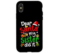 Pyjama de Noël amusant avec inscription « Dear Santa My Sister Did It » Coque pour iPhone X/XS