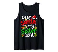 Pyjama de Noël amusant avec inscription « Dear Santa My Sister Did It » Débardeur