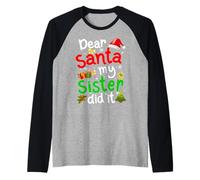 Pyjama de Noël amusant avec inscription « Dear Santa My Sister Did It » Manche Raglan