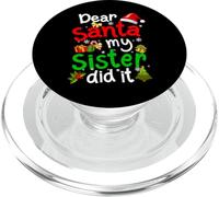 Pyjama de Noël amusant avec inscription « Dear Santa My Sister Did It » PopSockets PopGrip pour MagSafe