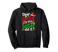Pyjama de Noël amusant avec inscription « Dear Santa My Sister Did It » Sweat à Capuche