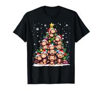 Pyjama de Noël Amusant avec Sapin de Noël et Singe T-Shirt